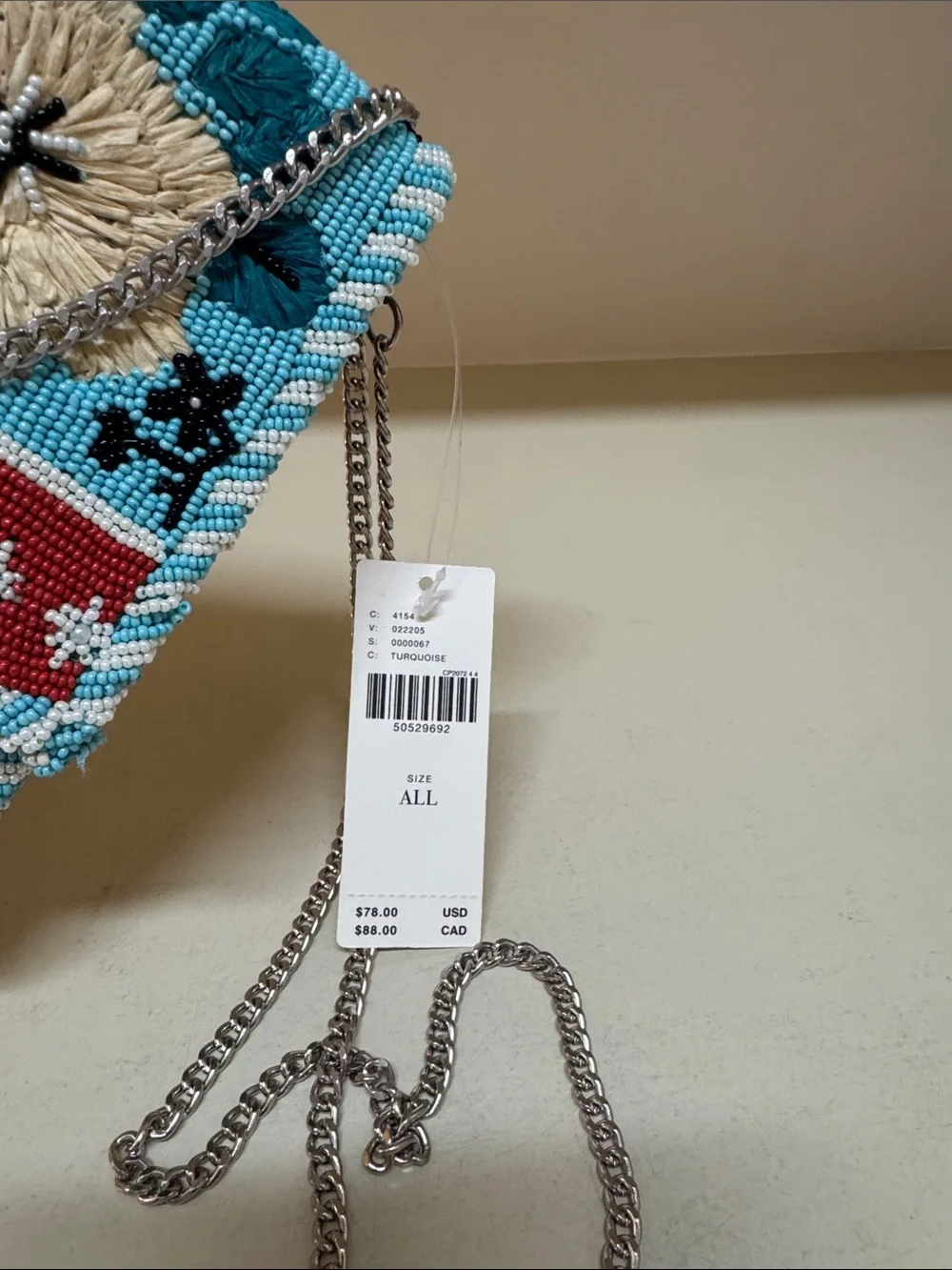 Anthropologie beaded fold-over clutch/shoulder bag, NWT
